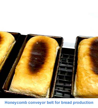 Honeycomb conveyor belt for bread production