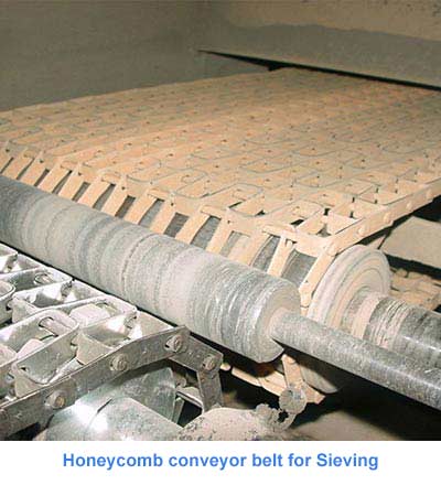 Honeycomb conveyor belt for Sieving